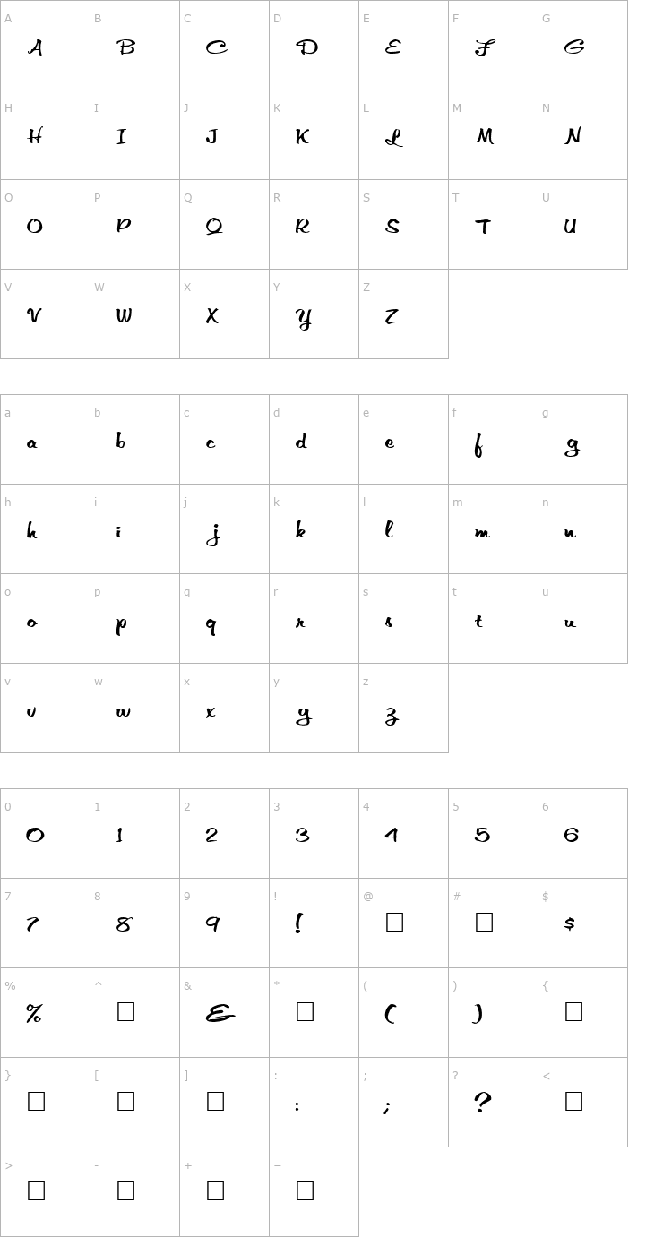 Character Map FZ HAND 10 EX Font