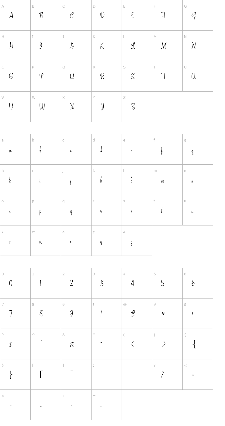 Character Map FZ HAND 13 EX Font