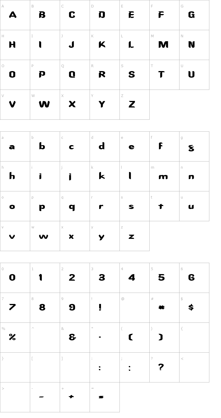 Character Map FZ HAND 15 EX Font