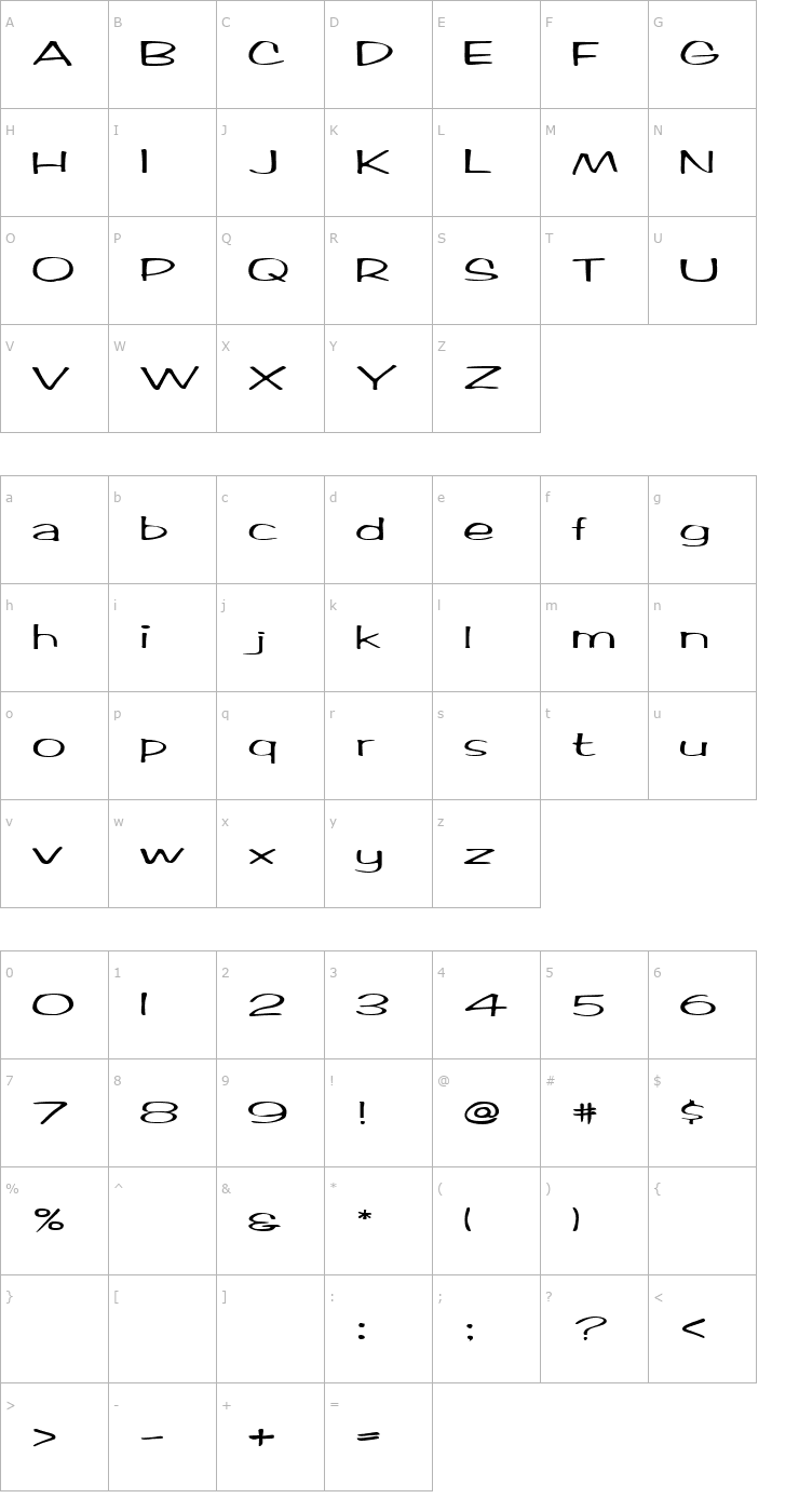 Character Map FZ HAND 2 EX Font