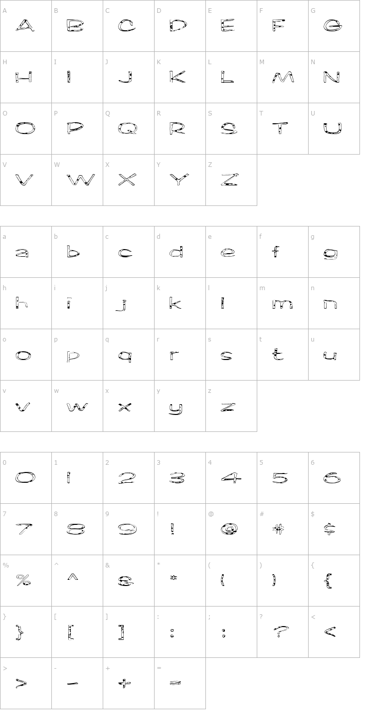 Character Map FZ HAND 2 SPOTTED EX Font