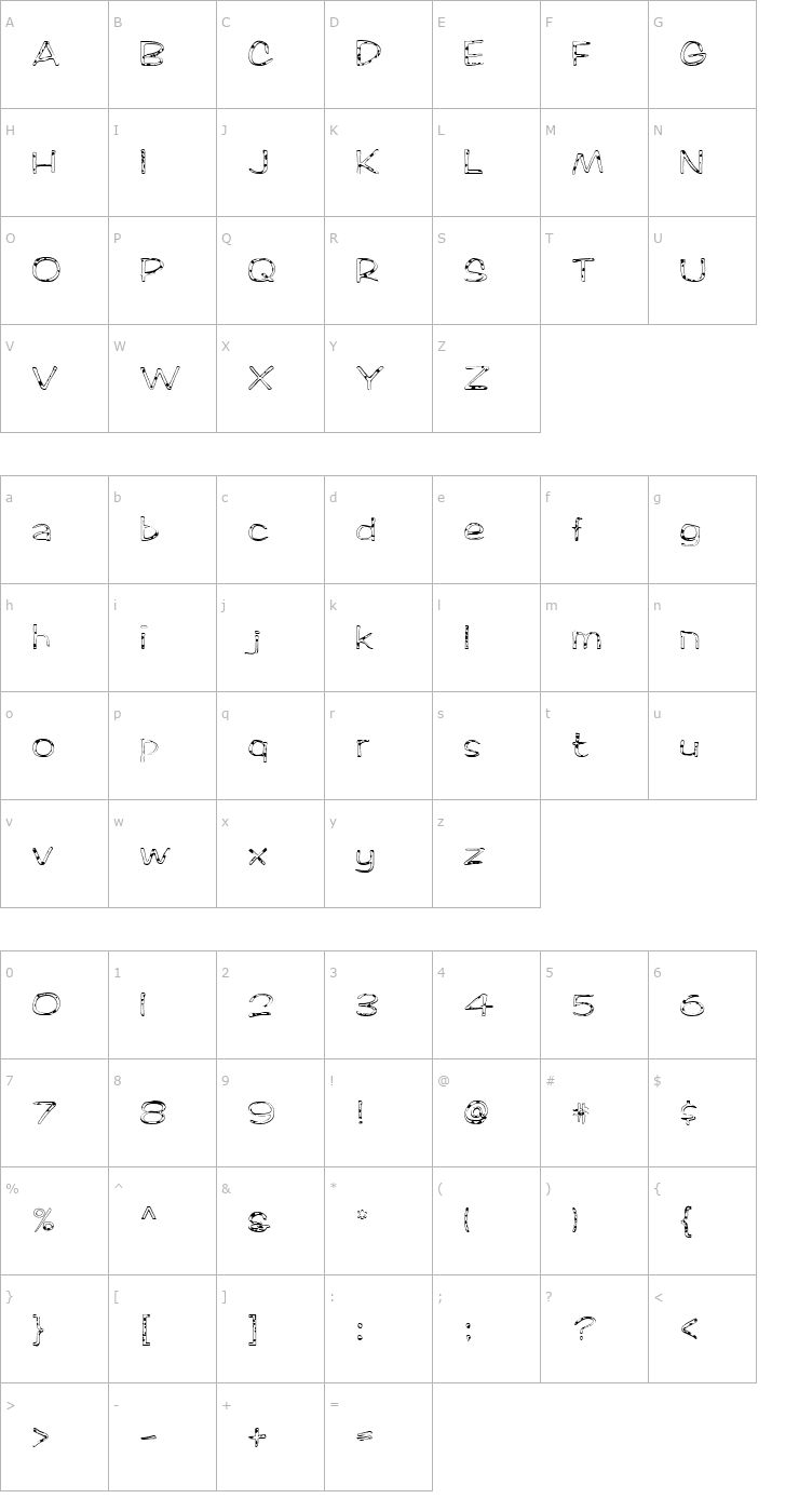 Character Map FZ HAND 2 SPOTTED Font