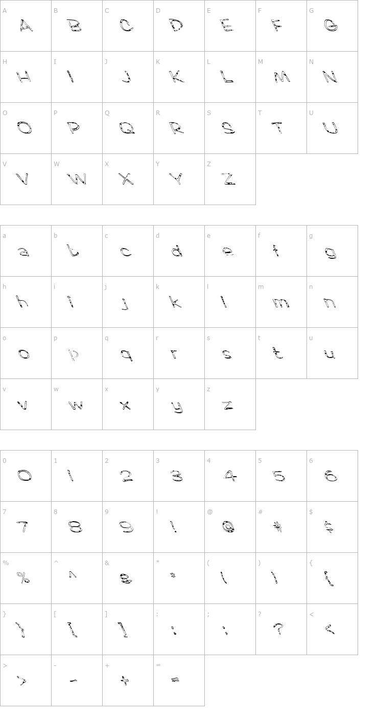 Character Map FZ HAND 2 SPOTTED LEFTY Font
