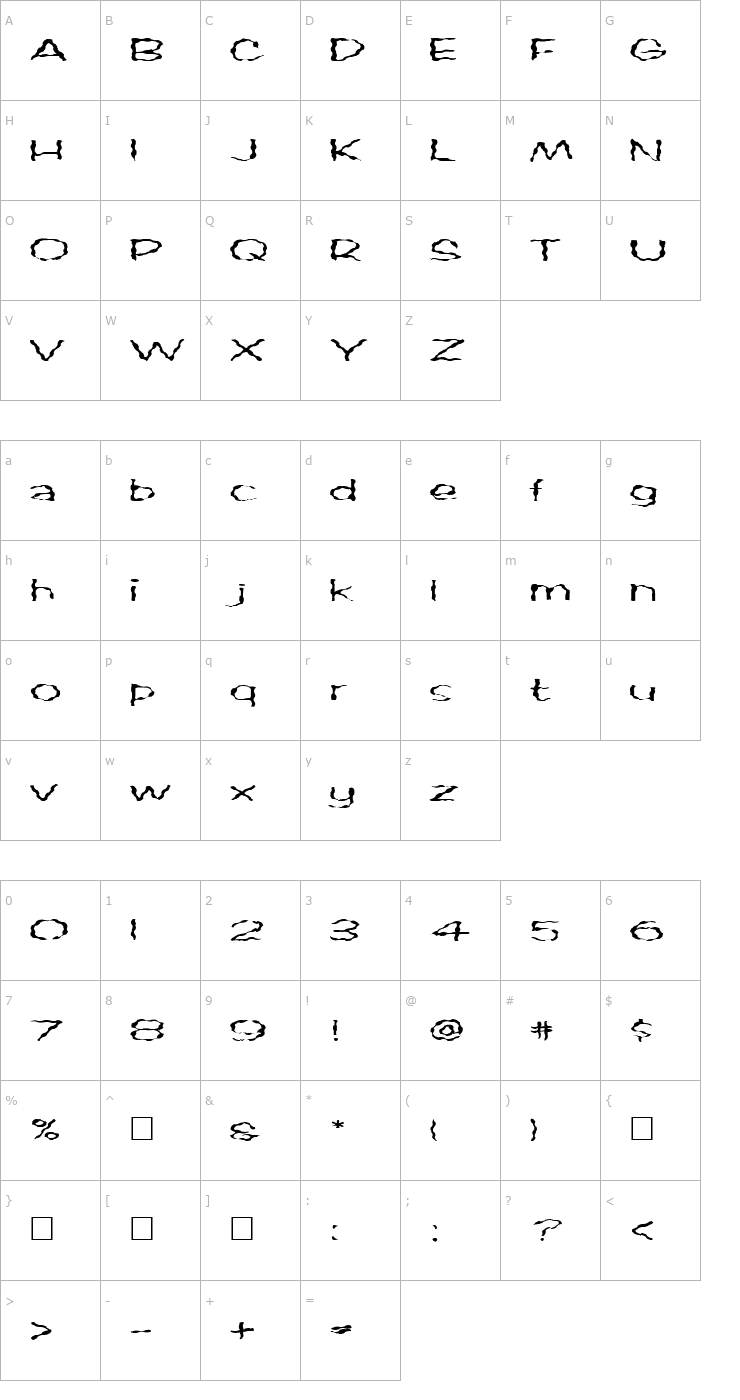 Character Map FZ HAND 2 WAVEY EX Font