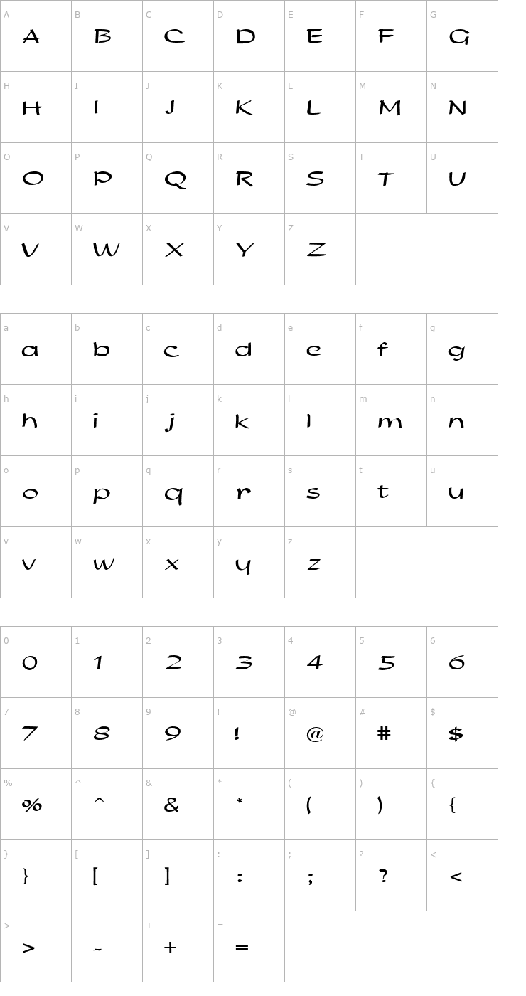 Character Map FZ HAND 21 EX Font