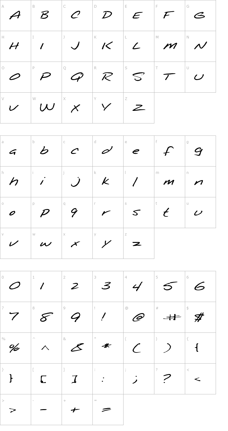 Character Map FZ HAND 25 EX Font