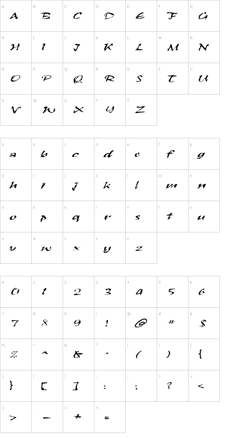 Character Map FZ HAND 26 EX Font