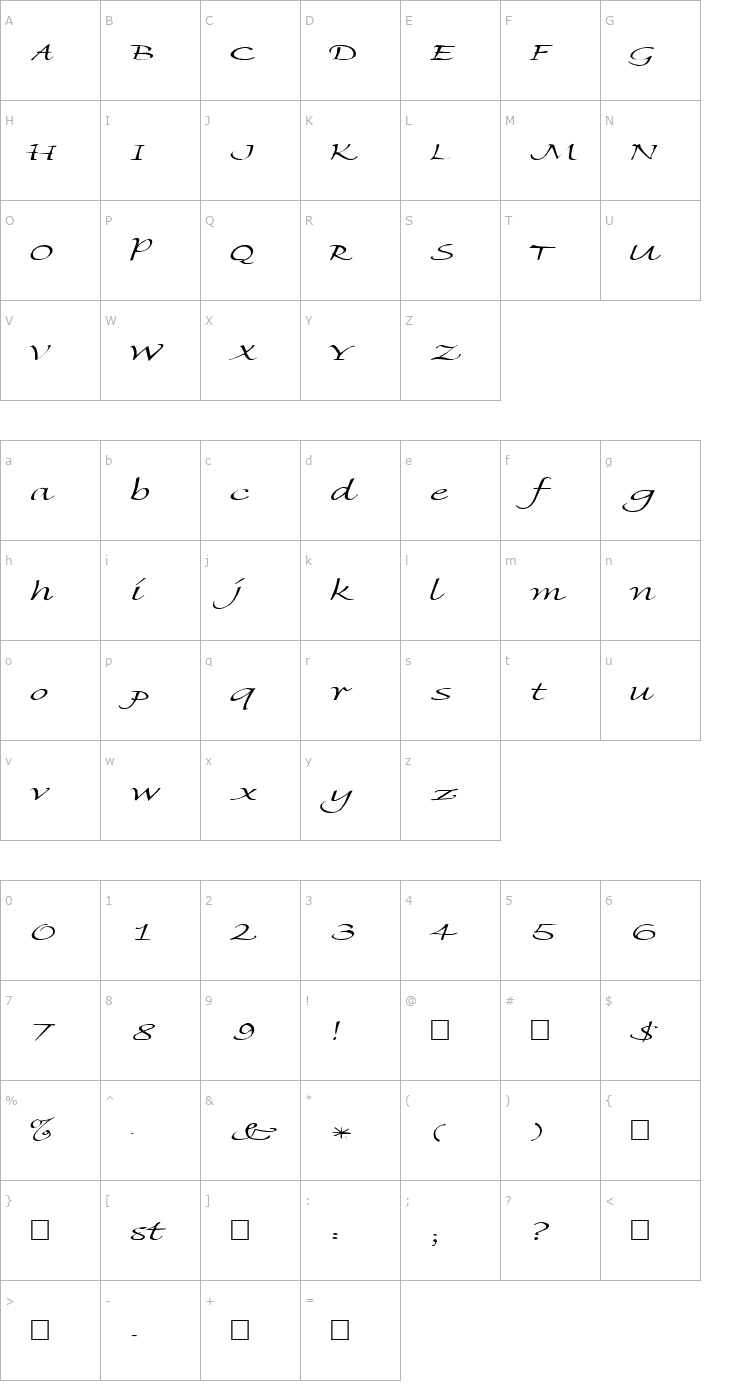 Character Map FZ HAND 8 EX Font