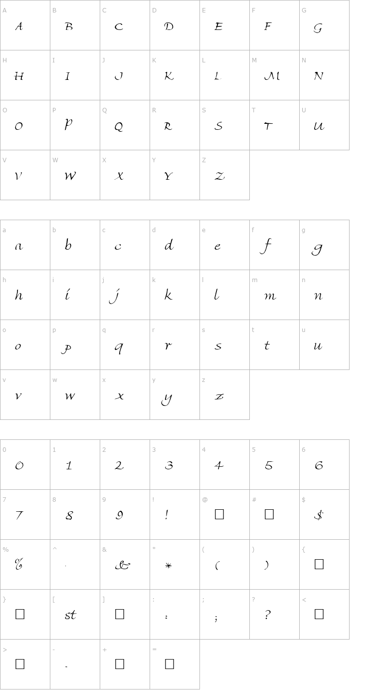 Character Map FZ HAND 8 Font