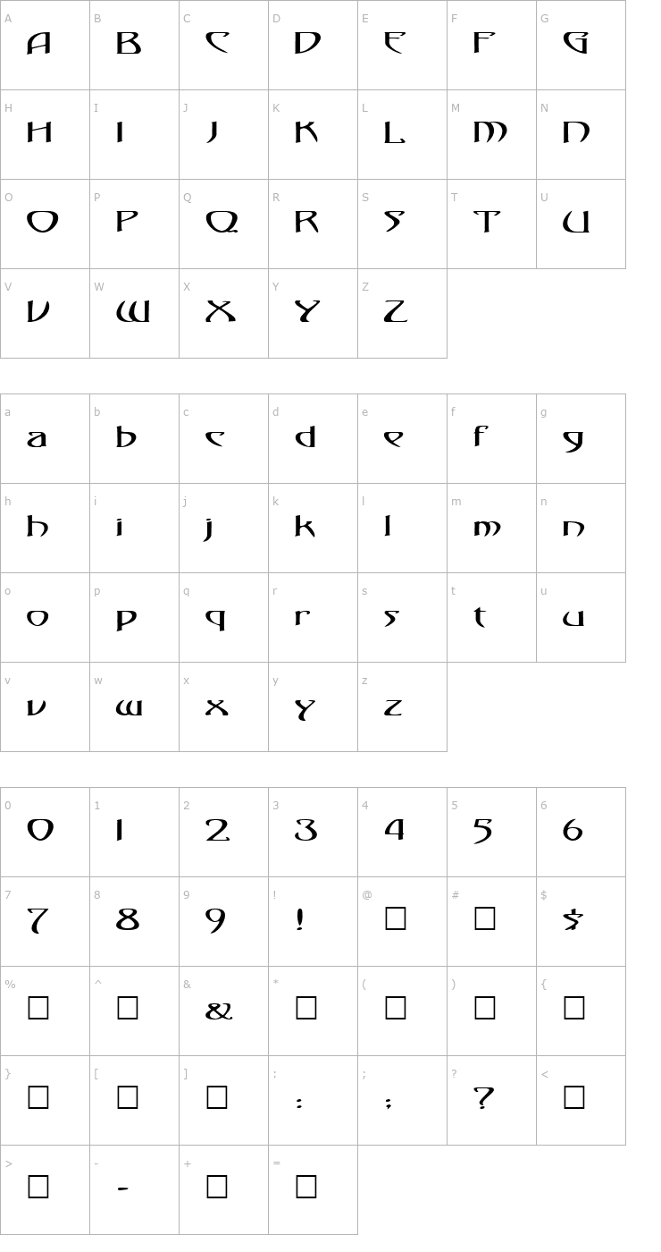 Character Map FZ JAZZY 1 EX Font