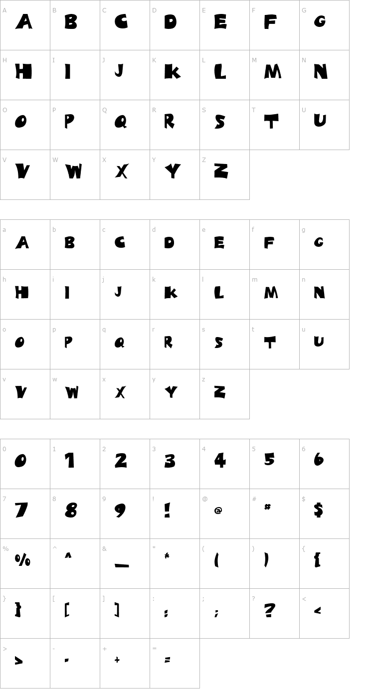 Character Map FZ JAZZY 10 Font