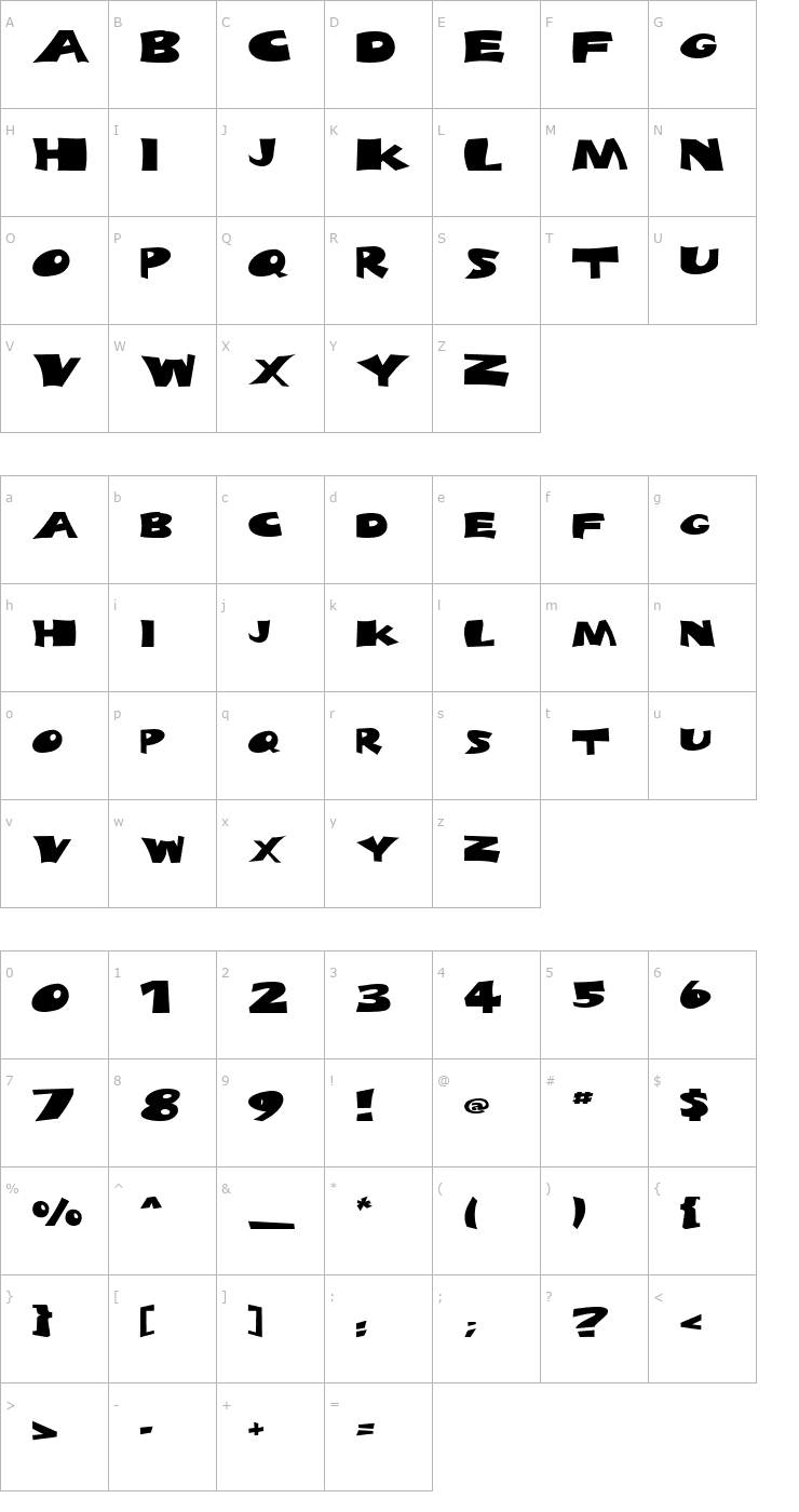 Character Map FZ JAZZY 10 EX Font