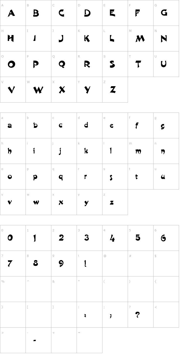 Character Map FZ JAZZY 11 Font