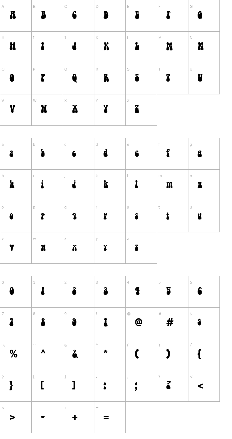 Character Map FZ JAZZY 14 Font