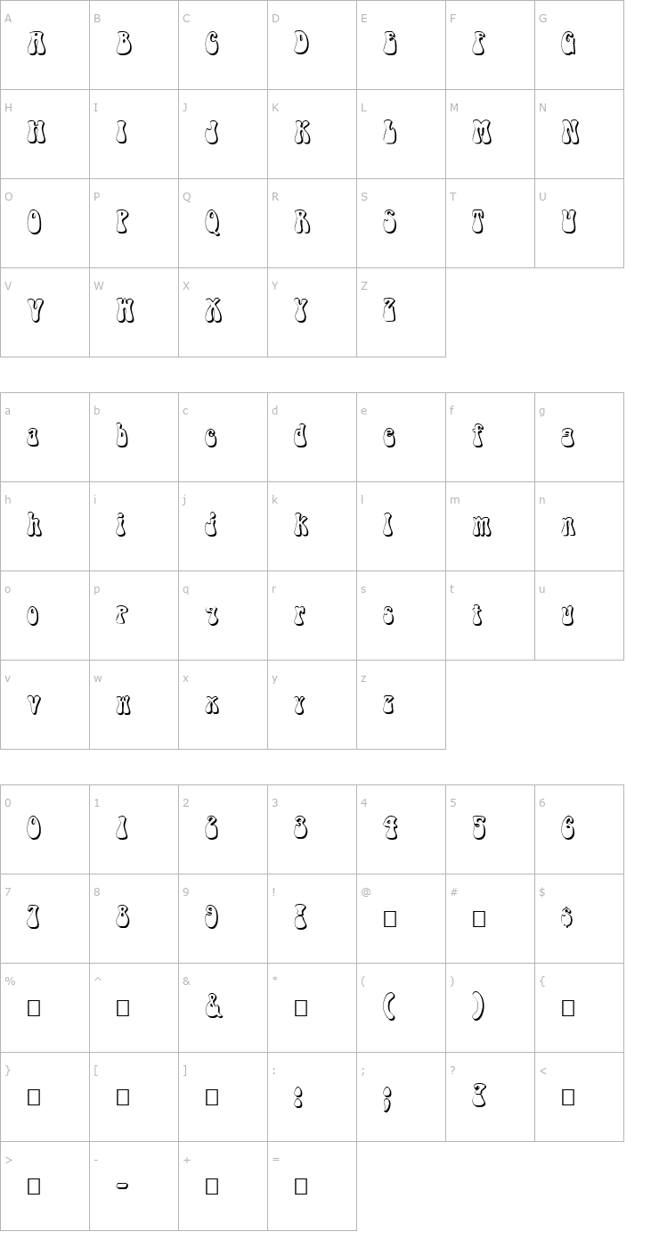 Character Map FZ JAZZY 14 3D Font