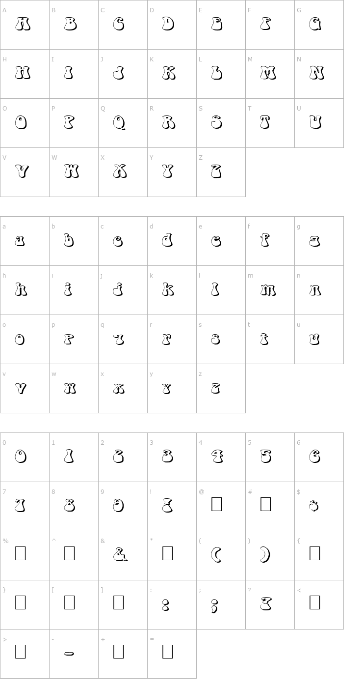 Character Map FZ JAZZY 14 3D EX Font