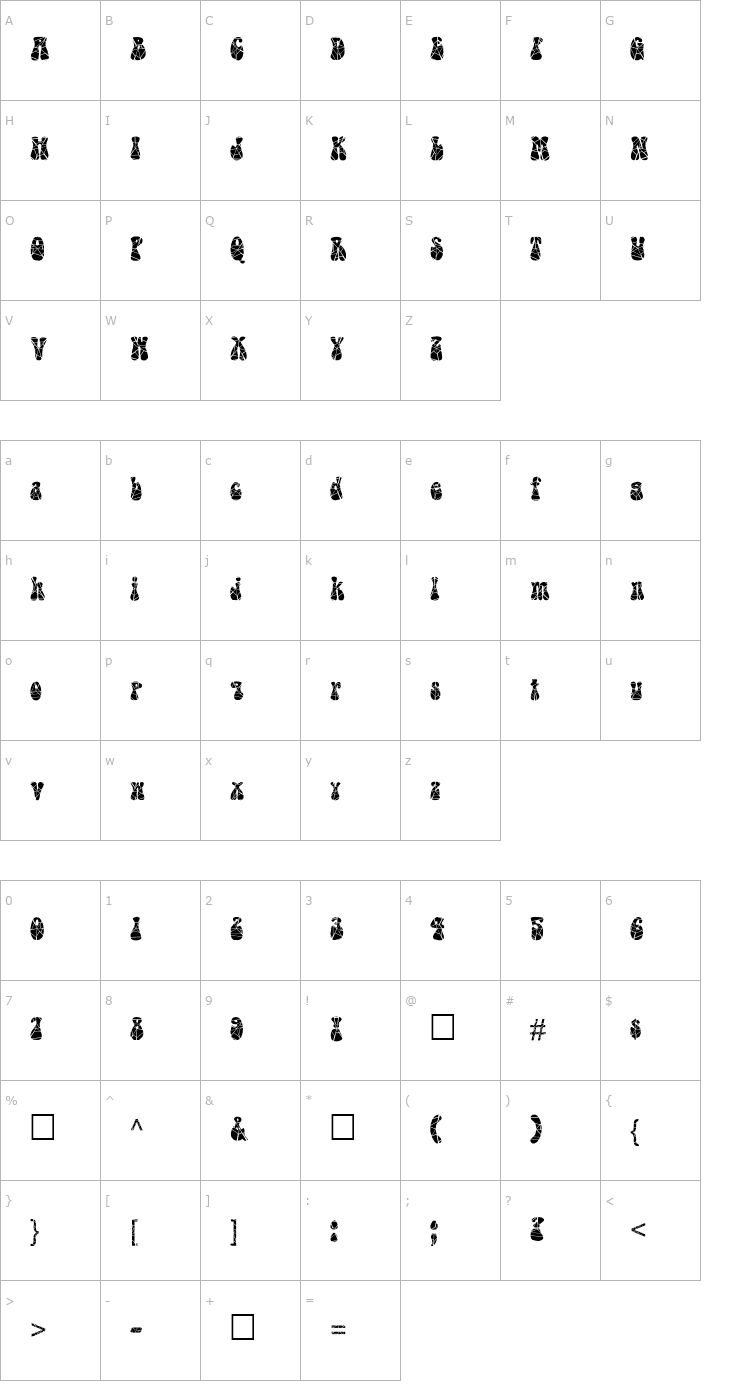 Character Map FZ JAZZY 14 CRACKED Font