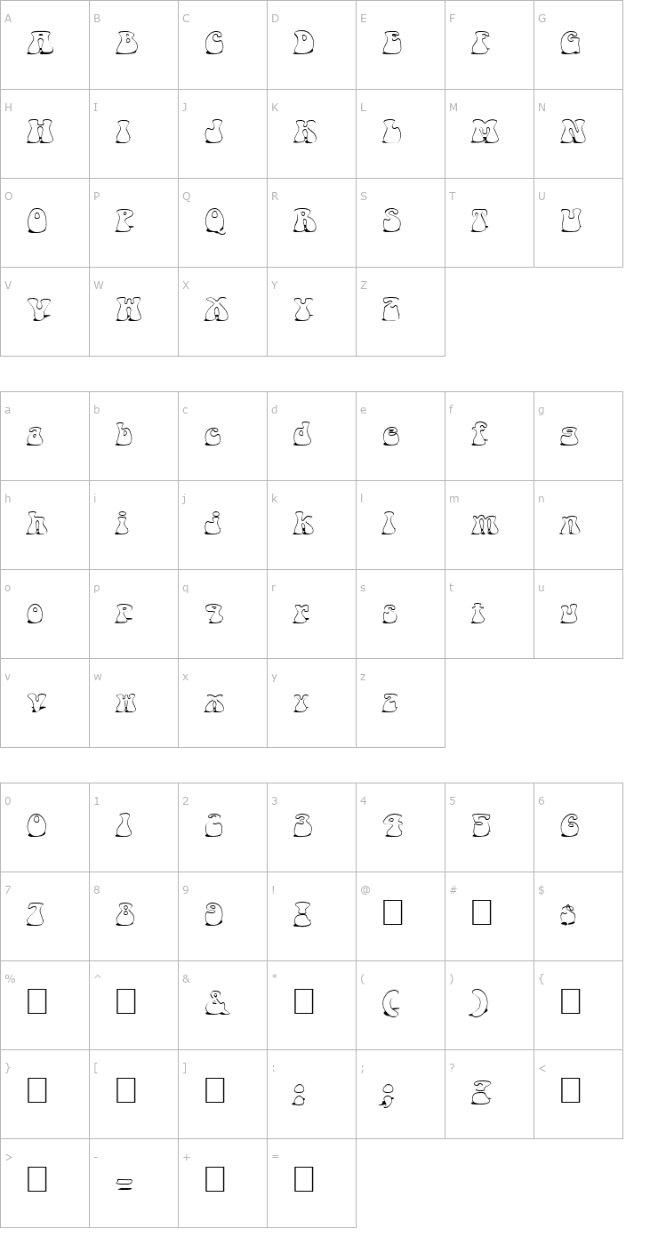 Character Map FZ JAZZY 14 SHADOW EX Font