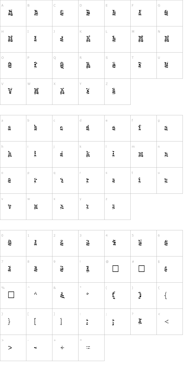 Character Map FZ JAZZY 14 STRIPED Font