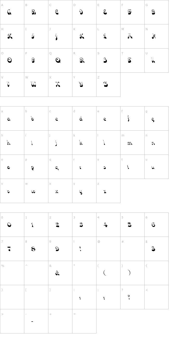 Character Map FZ JAZZY 15 Font