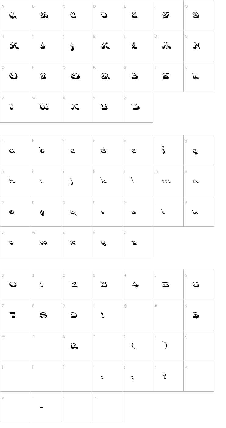 Character Map FZ JAZZY 15 EX Font