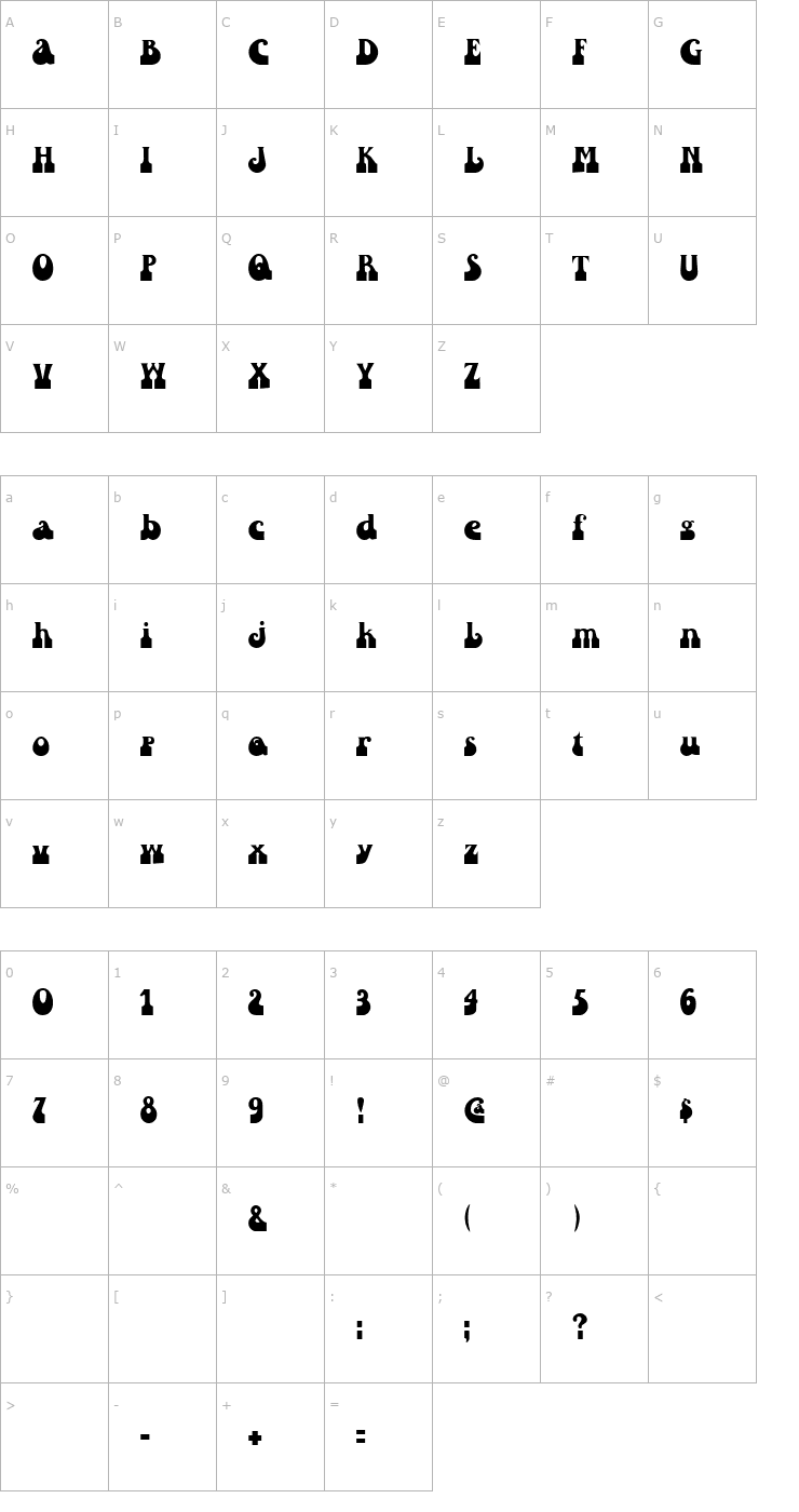 Character Map FZ JAZZY 16 Font