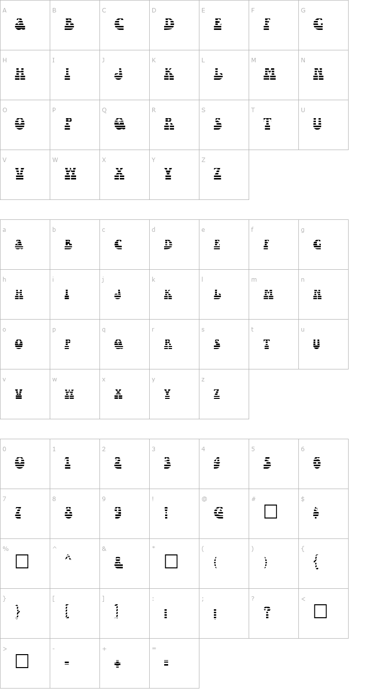 Character Map FZ JAZZY 16 STRIPED Font