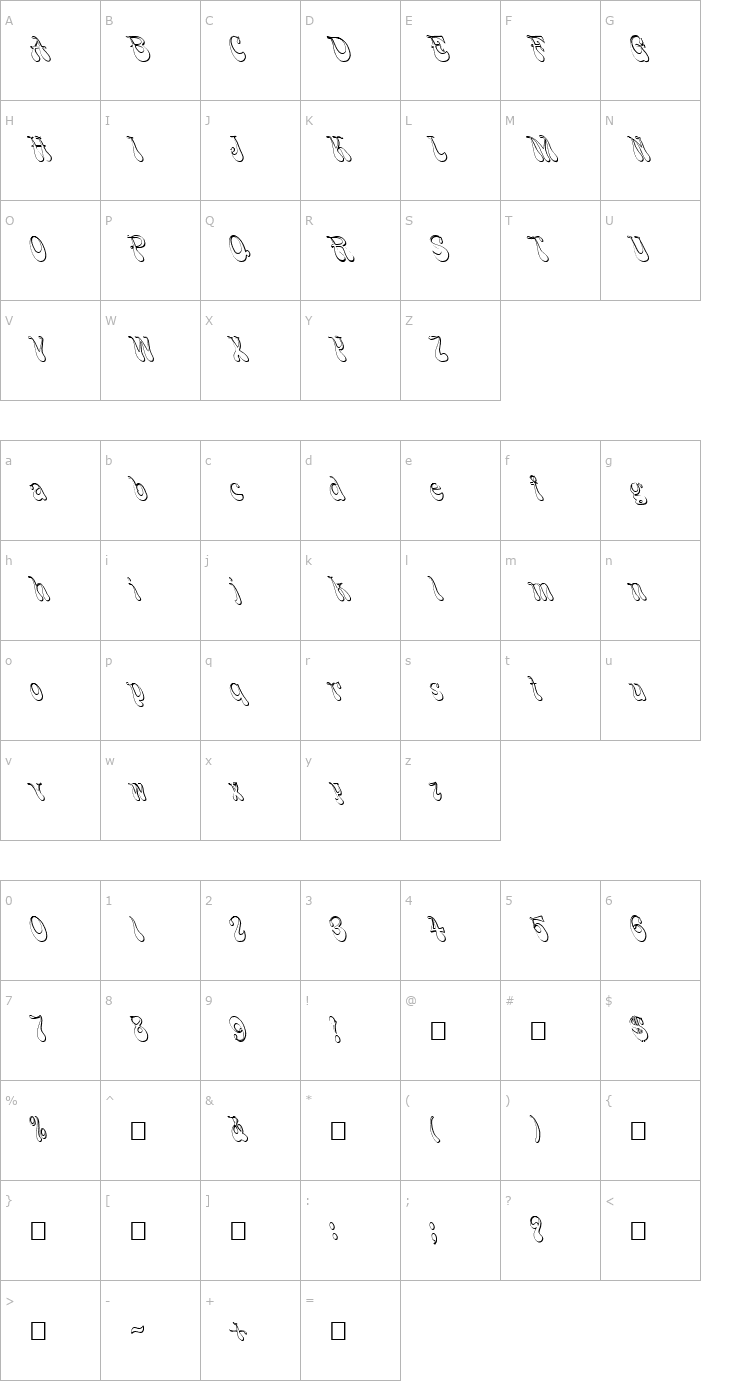 Character Map FZ JAZZY 17 3D Font