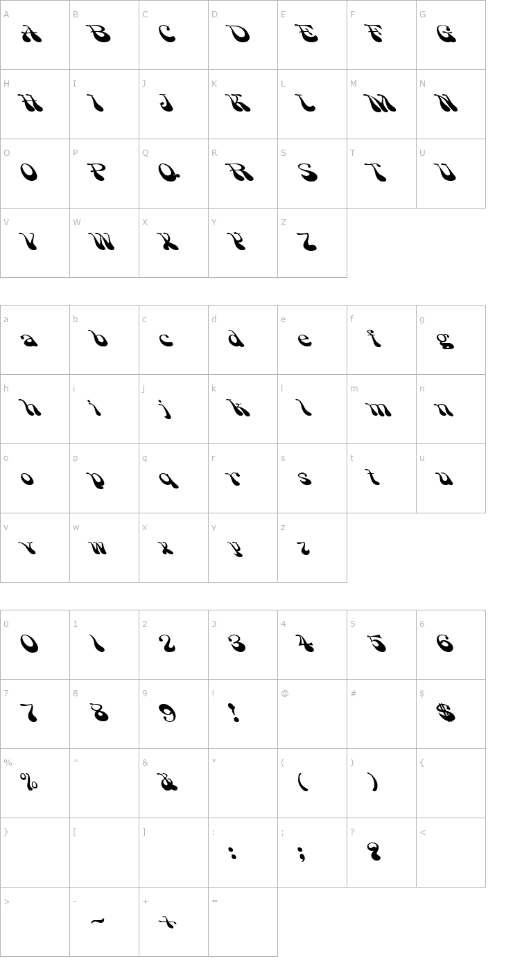 Character Map FZ JAZZY 17 EX Font