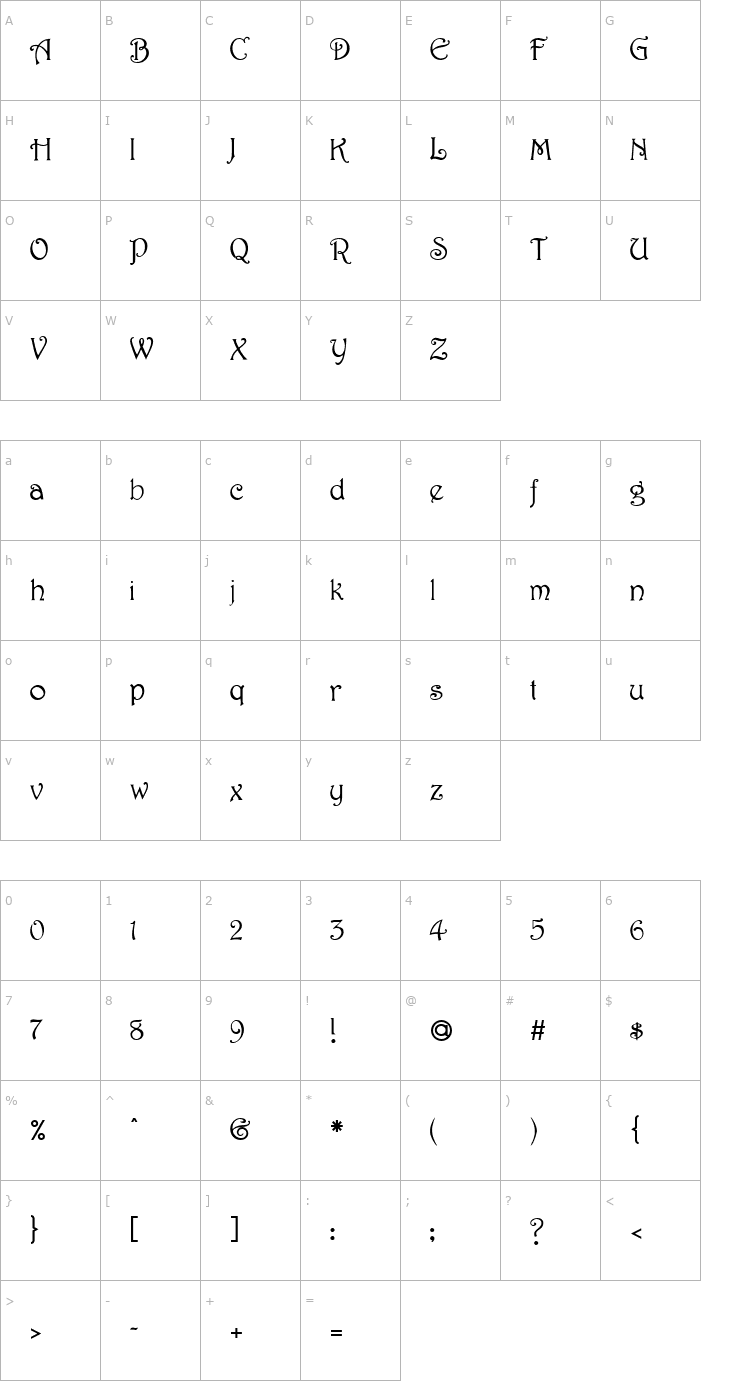 Character Map FZ JAZZY 2 Font