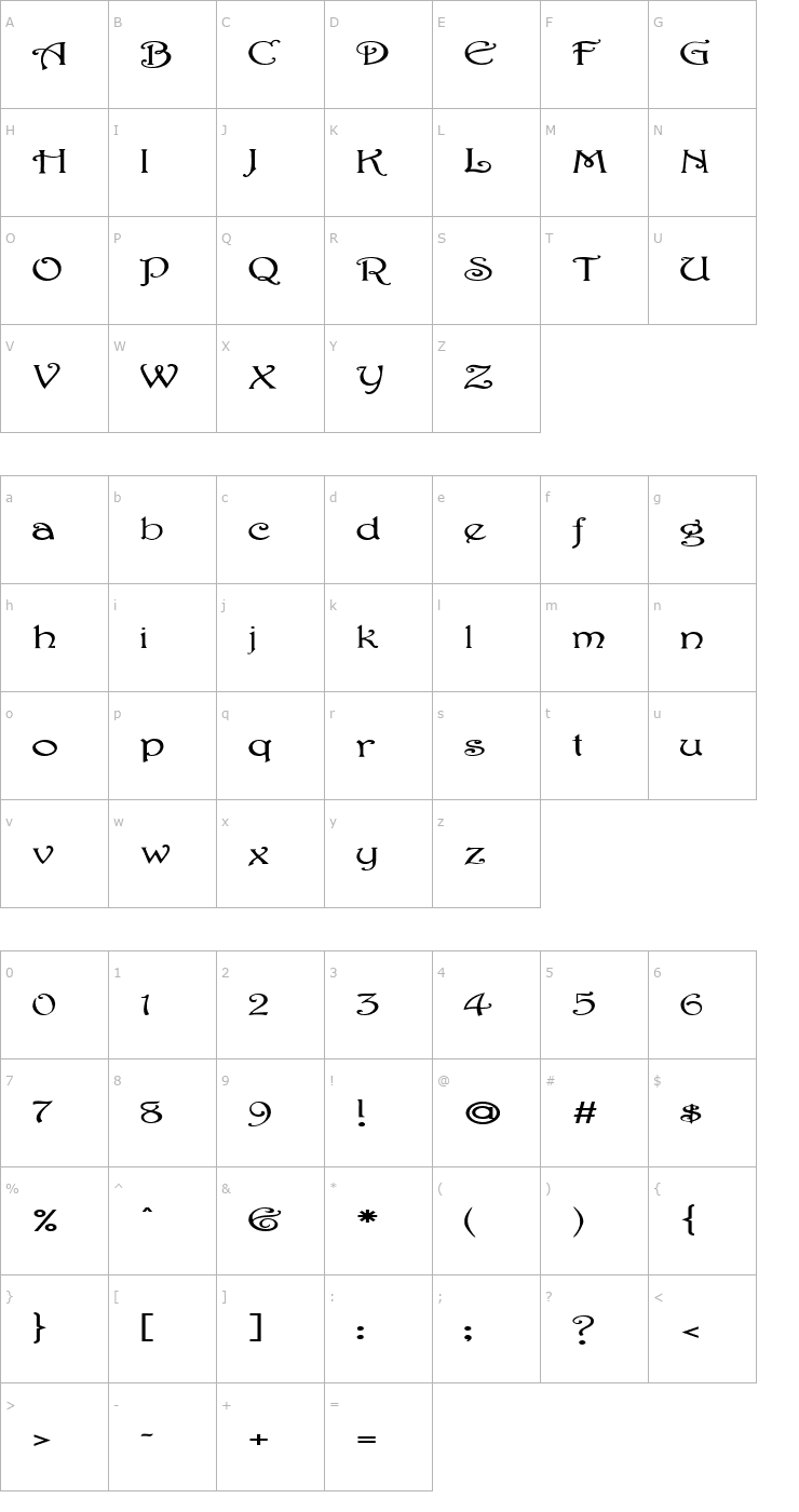 Character Map FZ JAZZY 2 EX Font
