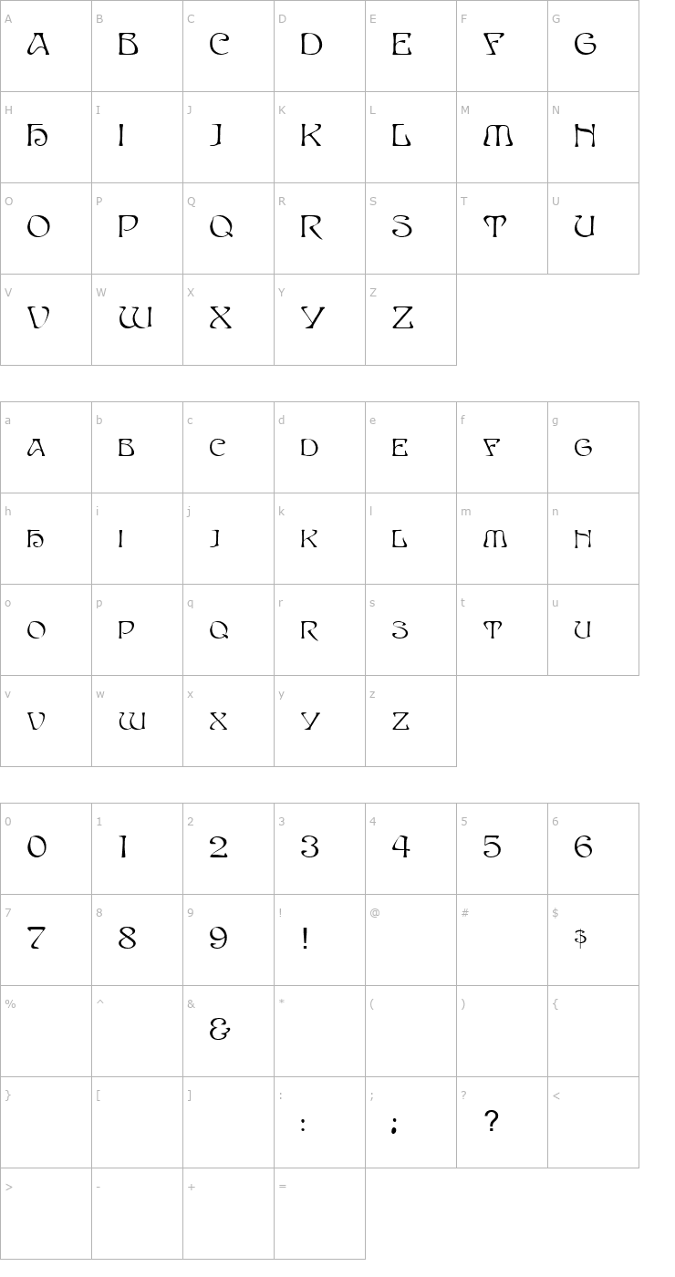 Character Map FZ JAZZY 20 Font
