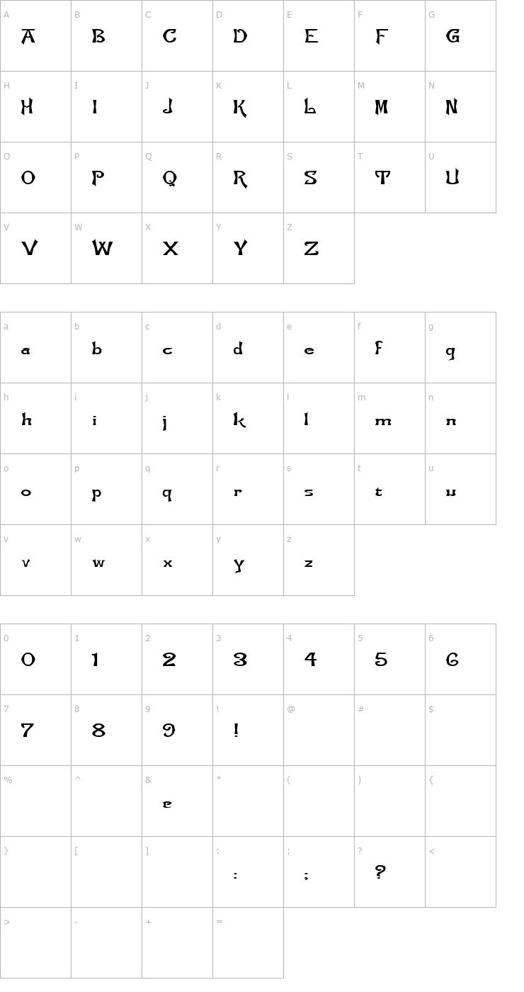 Character Map FZ JAZZY 21 EX Font