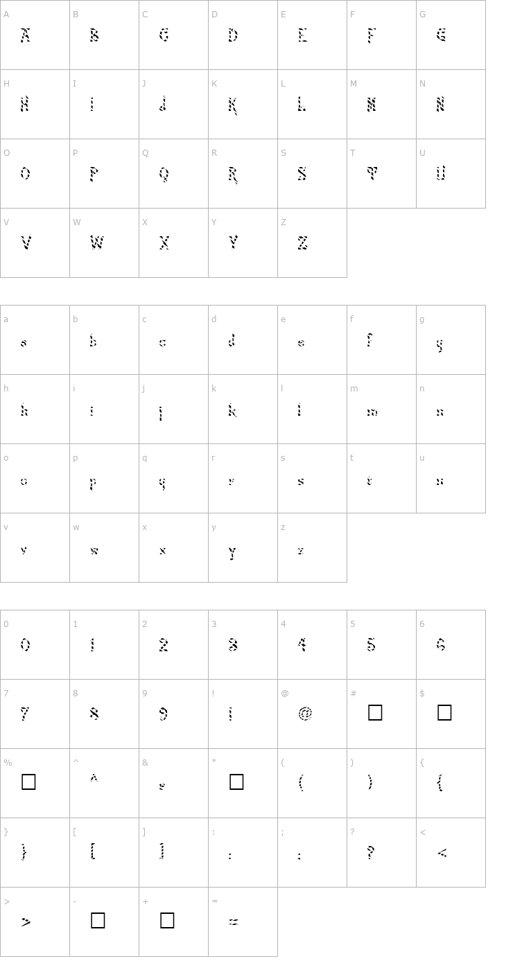 Character Map FZ JAZZY 21 STRIPED Font