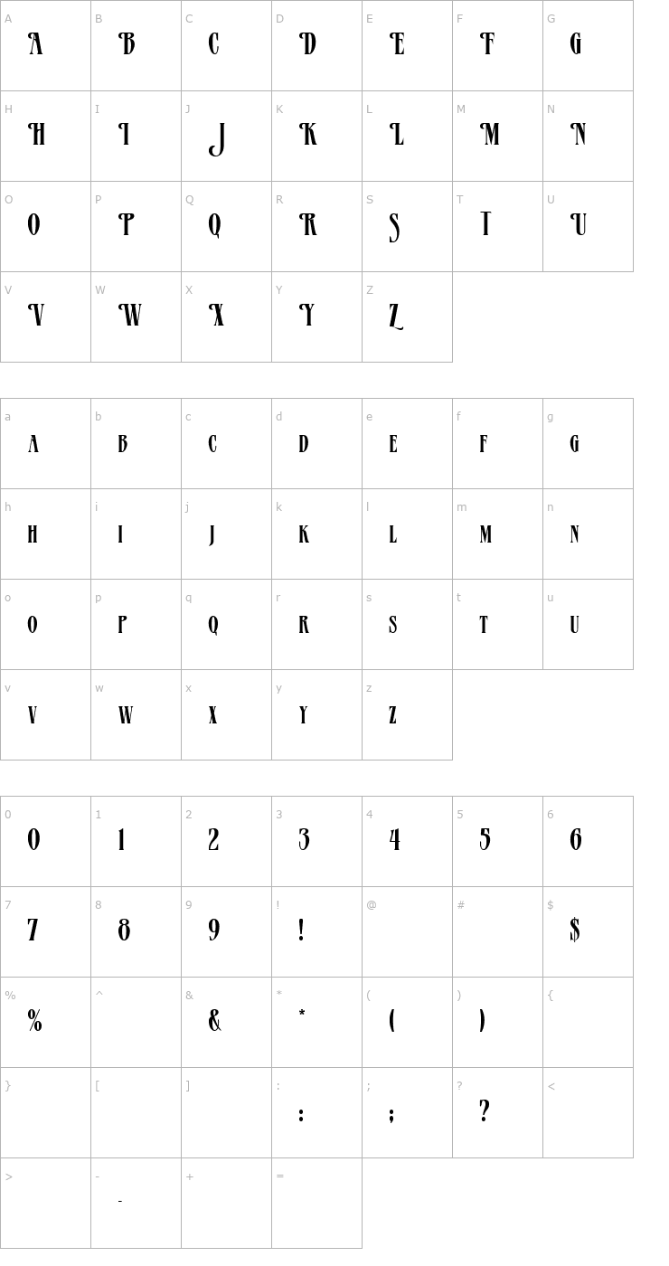 Character Map FZ JAZZY 23 Font