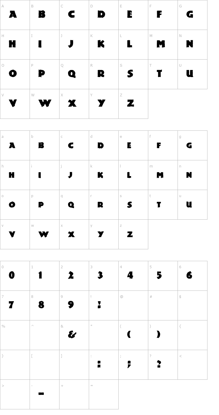 Character Map FZ JAZZY 24 Font
