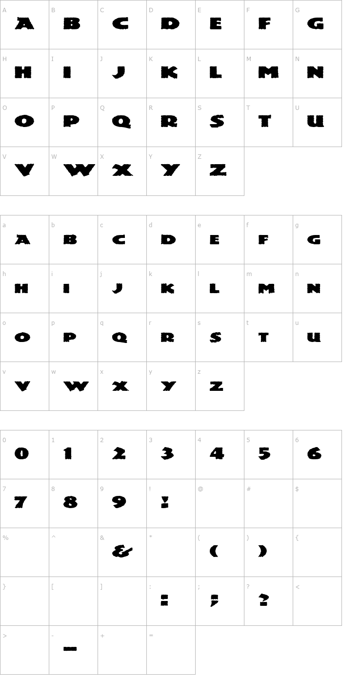 Character Map FZ JAZZY 24 EX Font