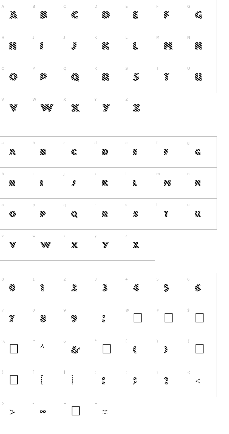 Character Map FZ JAZZY 24 STRIPED Font