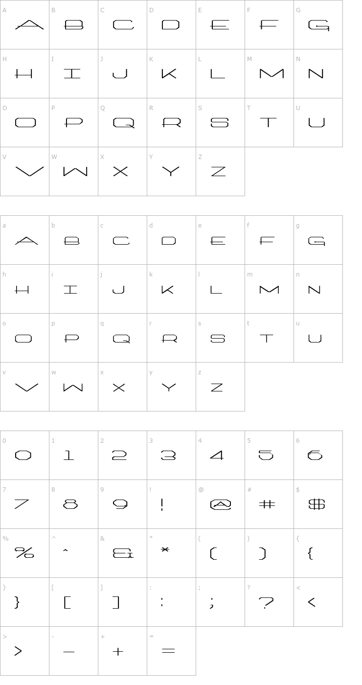 Character Map FZ JAZZY 27 EX Font