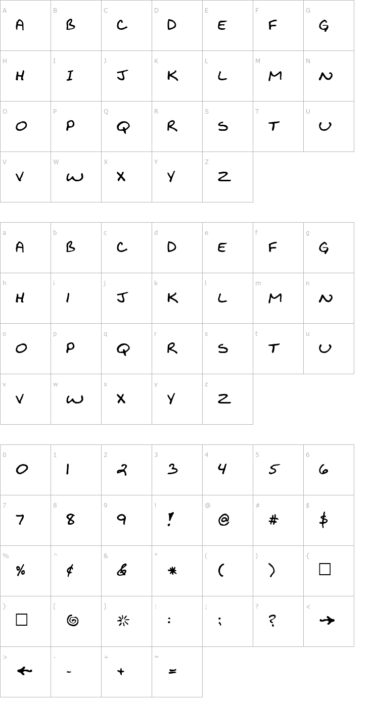 Character Map FZ JAZZY 29 Font