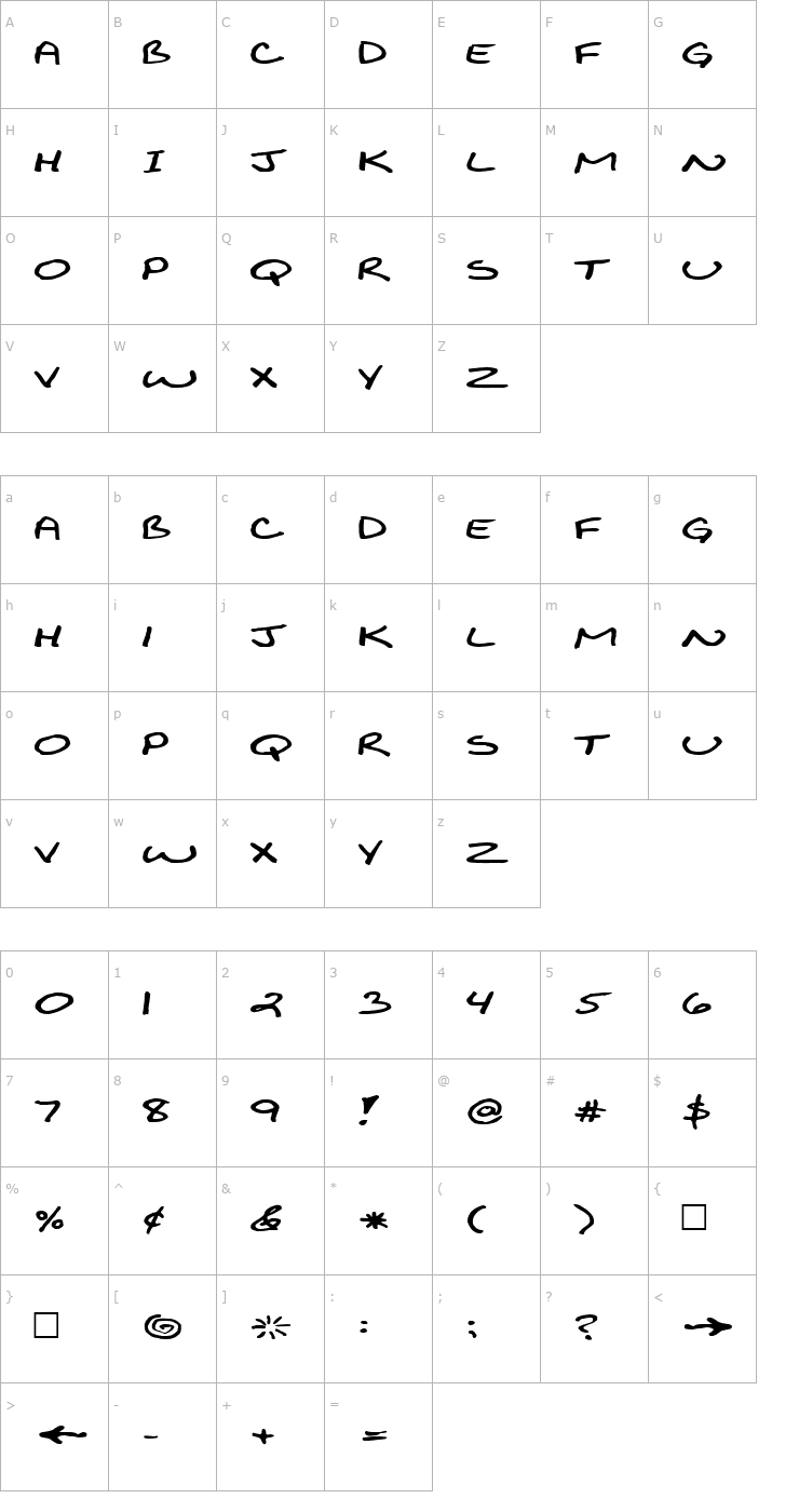 Character Map FZ JAZZY 29 EX Font