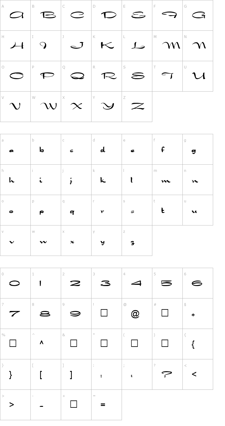 Character Map FZ JAZZY 30 Font