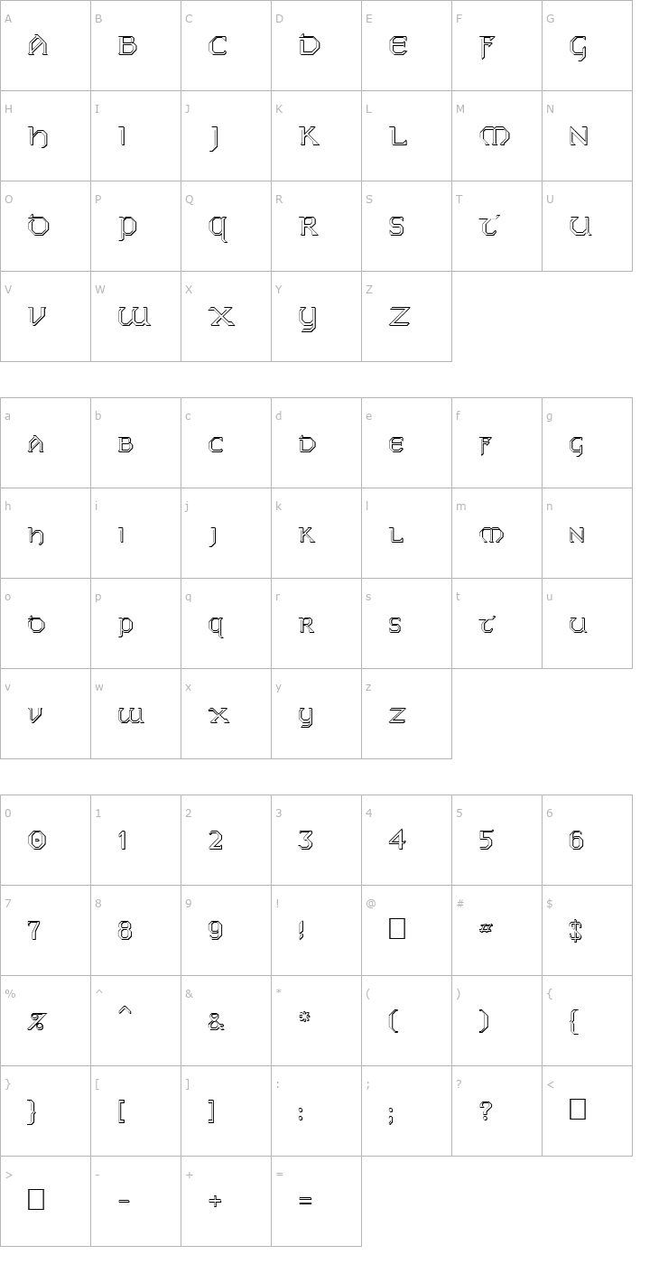 Character Map FZ JAZZY 31 3D Font