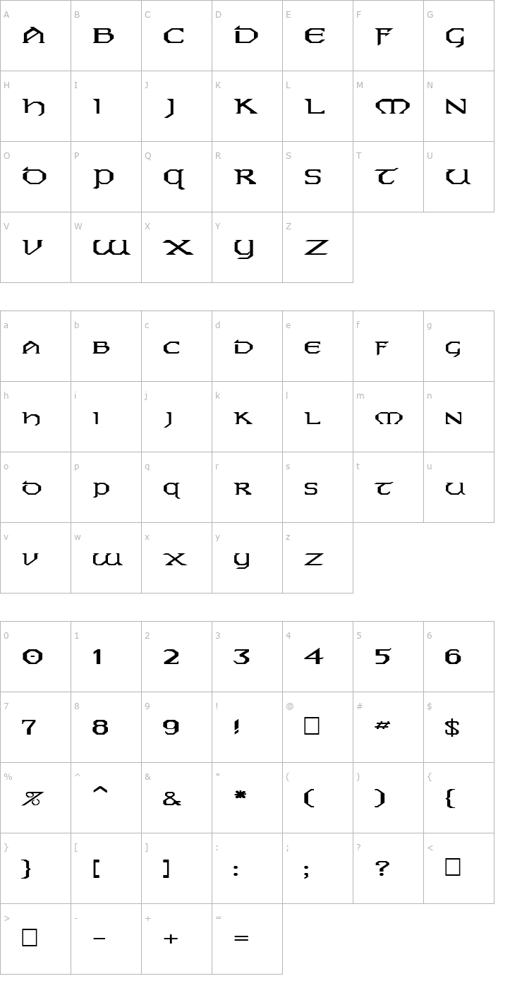 Character Map FZ JAZZY 31 EX Font