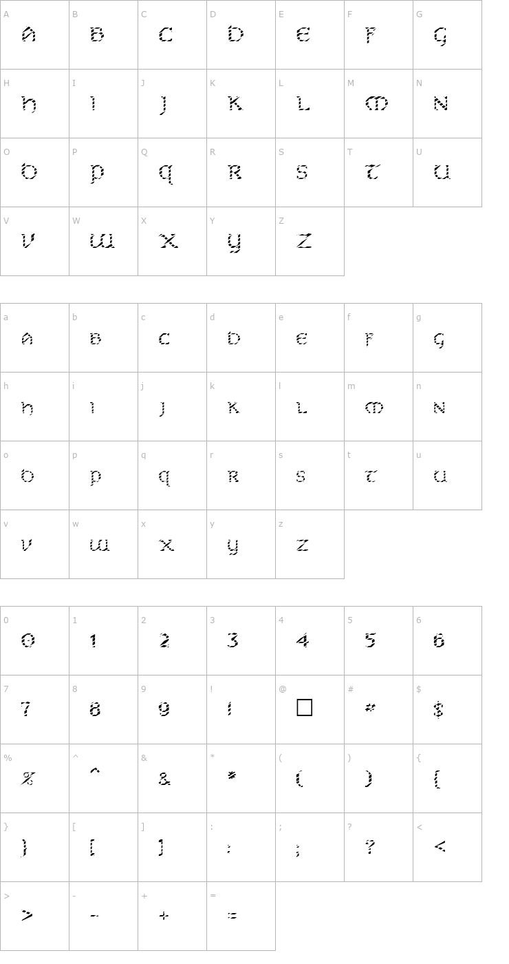 Character Map FZ JAZZY 31 STRIPED Font