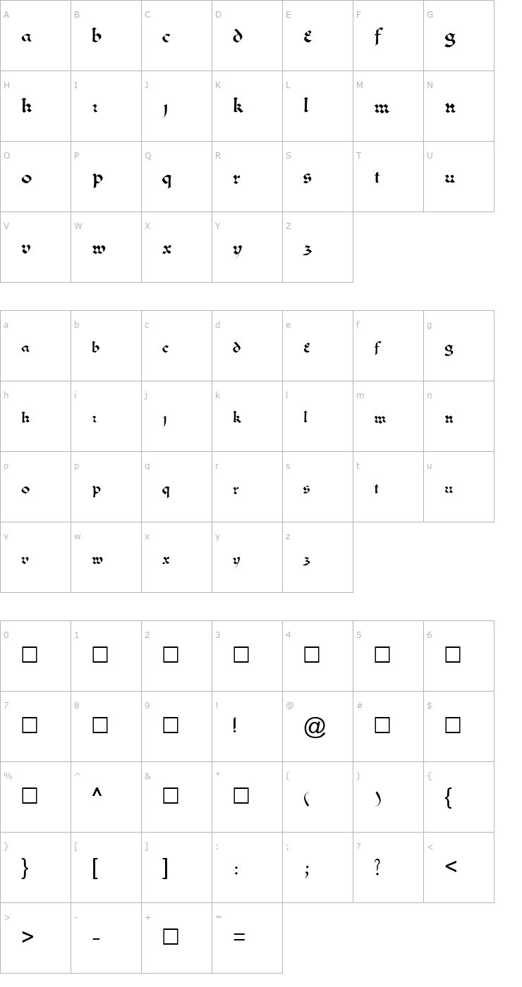 Character Map FZ JAZZY 33 Font