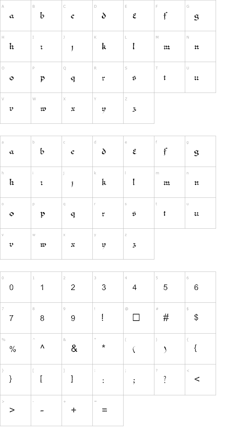 Character Map FZ JAZZY 33 CRACKED Font