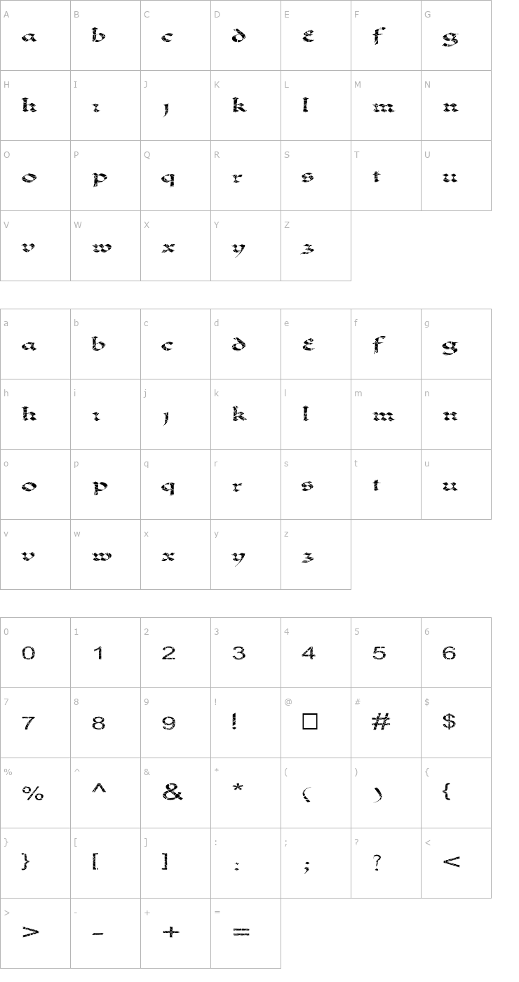 Character Map FZ JAZZY 33 CRACKED EX Font