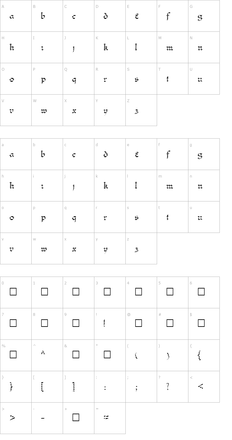 Character Map FZ JAZZY 33 STRIPED Font