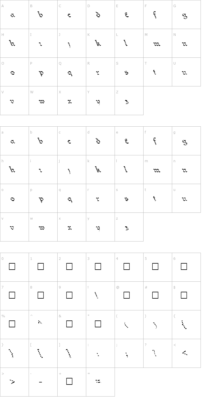 Character Map FZ JAZZY 33 STRIPED LEFTY Font